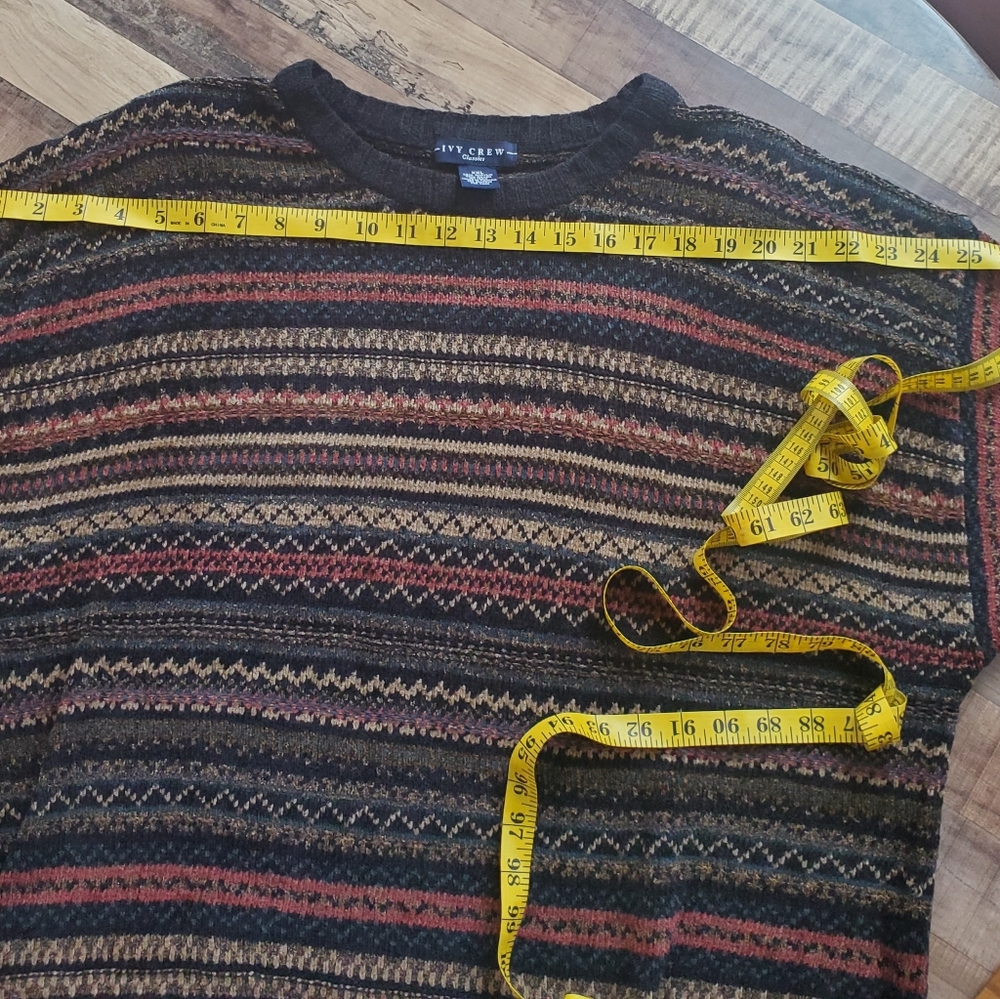 Vintage 90s Ivy Crew Pullover Crewneck Multicolor Sweater Indie Grandpa Fall XXL - Picture 11 of 15